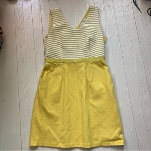 Boden yellow and White Striped dress